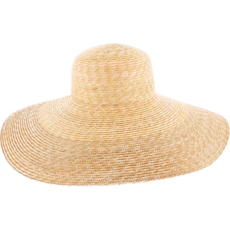 Women's hat with very wide straw brim, with interior drawstring.