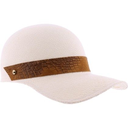 Casquette femme en paille panama, avec cordon de serrage intérieur.