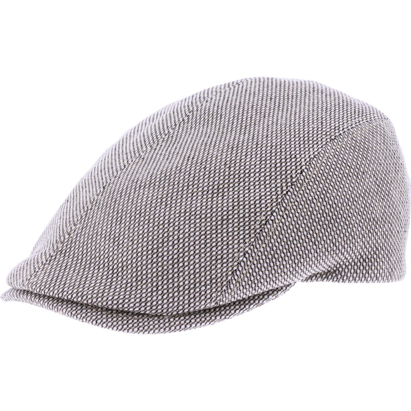 Flat cap in patterned fabric.