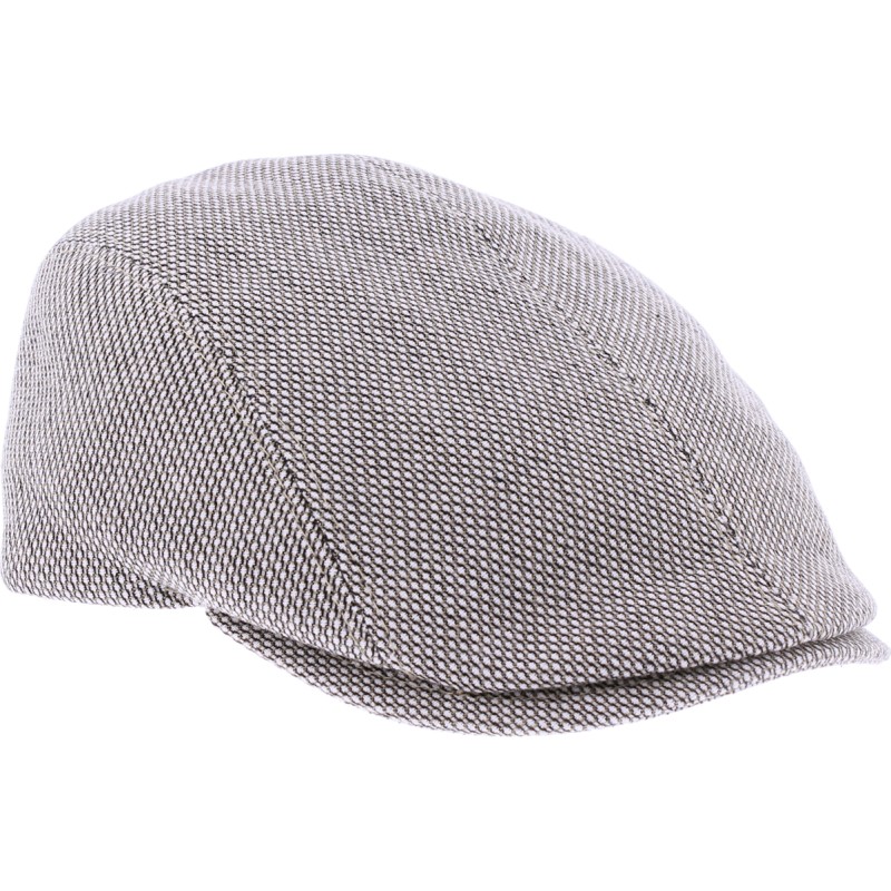 Flat cap in patterned fabric.