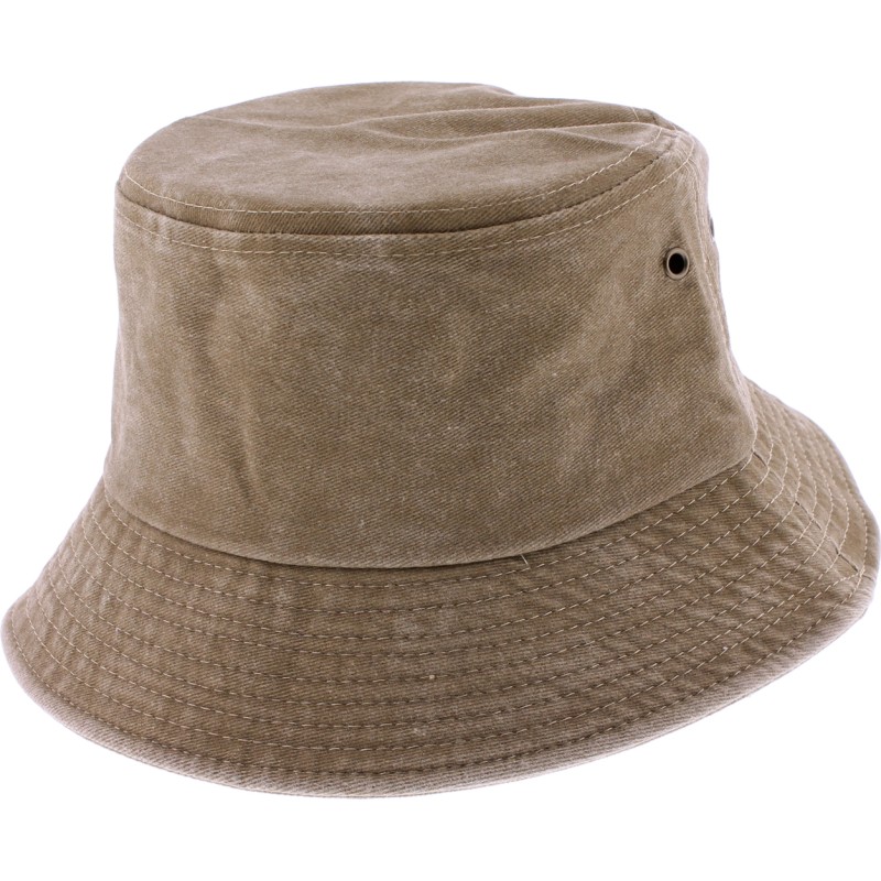 Plain-colored cotton bucket hat with faded effect.