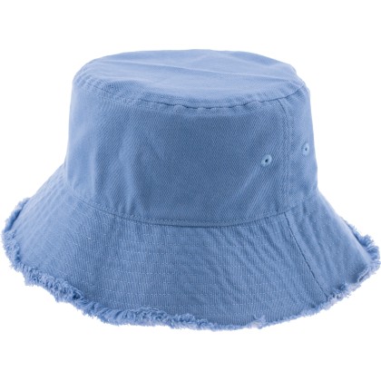 Cotton bucket hat with frayed edge, plain color.