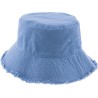 Cotton bucket hat with frayed edge, plain color.