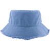 Cotton bucket hat with frayed edge, plain color.