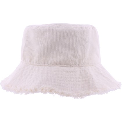 Cotton bucket hat with frayed edge, plain color.