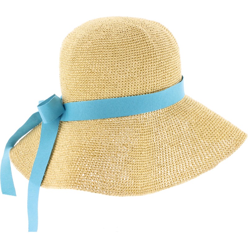 Chapeau femme en paille souple, pliable.