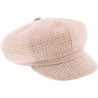 Women's newsboy cap in patterned fabric, with elastic at the back.