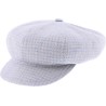 Women's newsboy cap in patterned fabric, with elastic at the back.