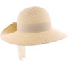 Large brim hat raised at the back in paper braid with flower pattern s