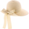 Large brim hat raised at the back in paper braid with flower pattern s