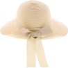 Large brim hat raised at the back in paper braid with flower pattern s