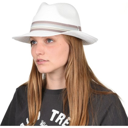 Chapeau grand bord relevé en paille papier cousue