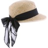 Casquette en paille naturelle unie avec foulard