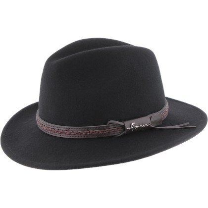 Chapeau adulte grand bord coupé cousu uni avec ceinture torsadée et ca