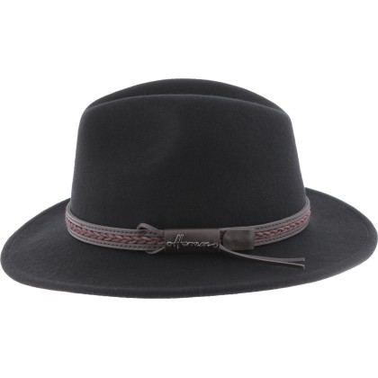 Chapeau adulte grand bord coupé cousu uni avec ceinture torsadée et ca