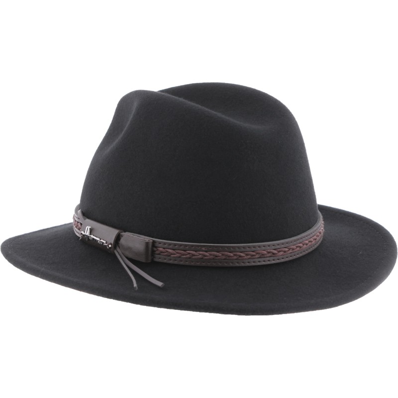 Adult hat large brim cut sewn plain color with twisted belt, with earm