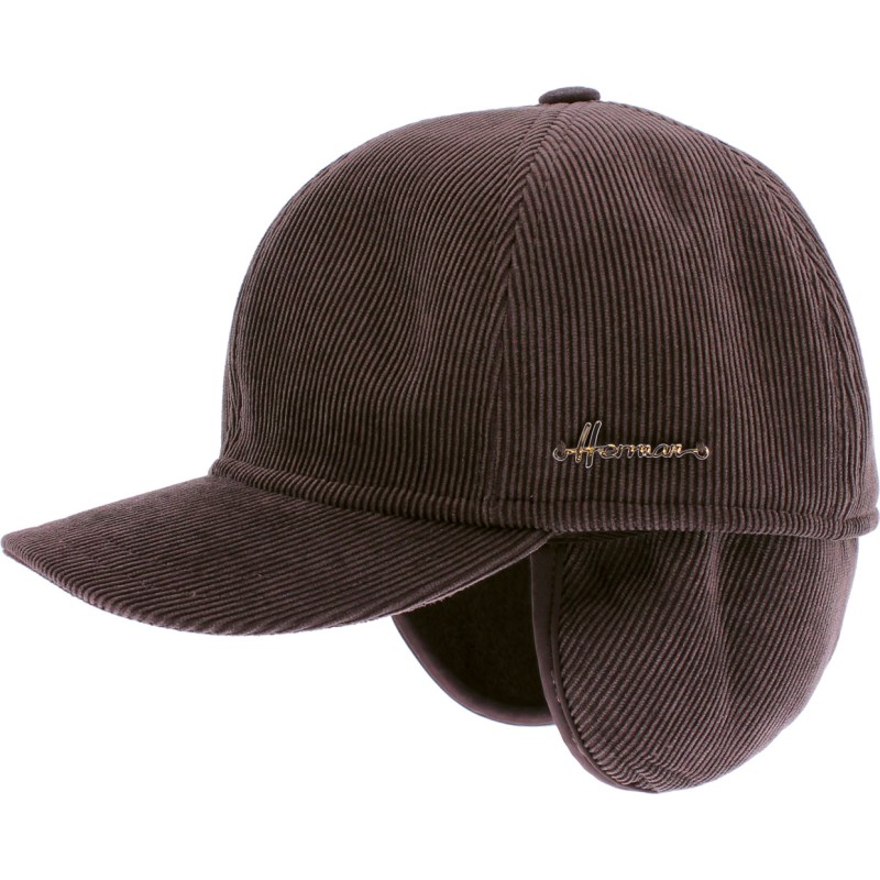 Plain velvet baseball cap with ear flaps and plush interior