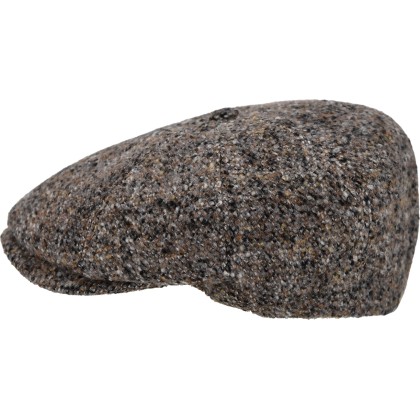 Casquette gavroche en tweed chiné.
