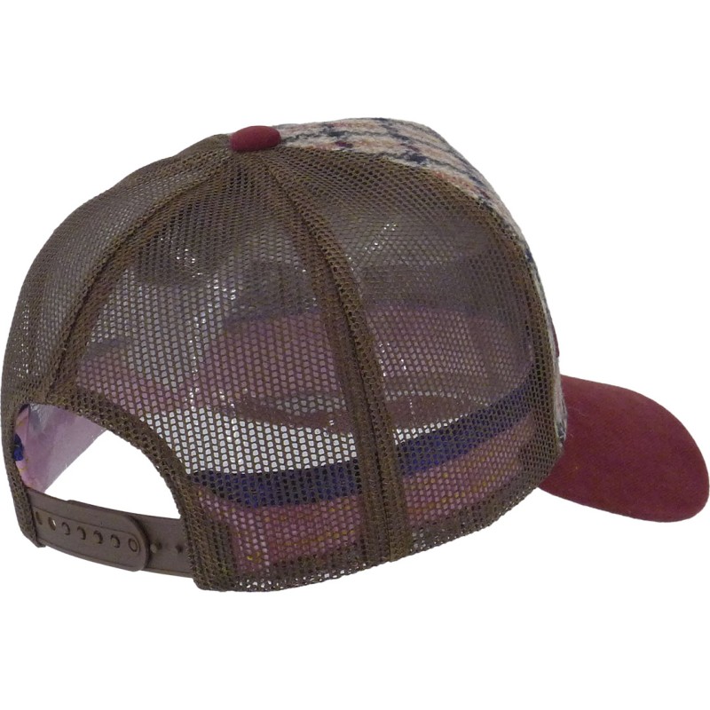 Casquette baseball bicolore avec du pied de poule et mesh.