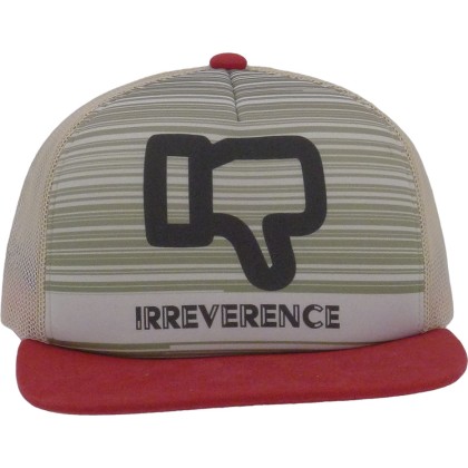 Two-tone baseball cap with flat peak and mesh.