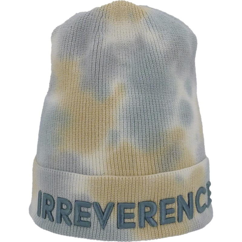 Psyche-dyed beanie with embroidery.