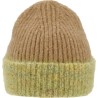 Bonnet adulte maille fine avec revers  bicolore tricoté avec du lurex.