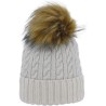 Adult fine knit hat, knitted with lurex and faux fur pompon