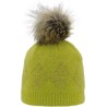 Adult fine knit beanie with lurex and faux fur pompon