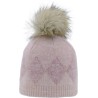 Adult fine knit beanie with lurex and faux fur pompon