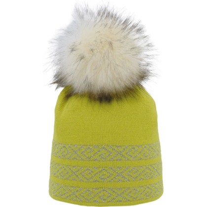 Bonnet adulte maille fine tricoté avec du lurex et un pompon en fausse