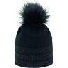 Bonnet adulte maille fine tricoté avec du lurex et un pompon en fausse