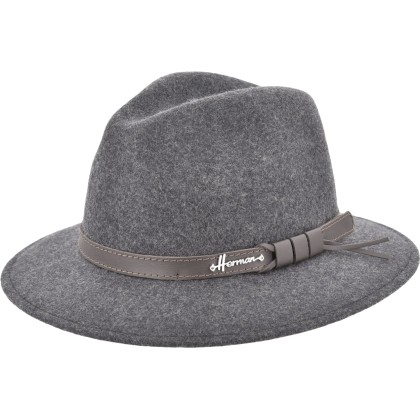 Chapeau à grand bord baissé en feutre de laine uni avec une ceinture e