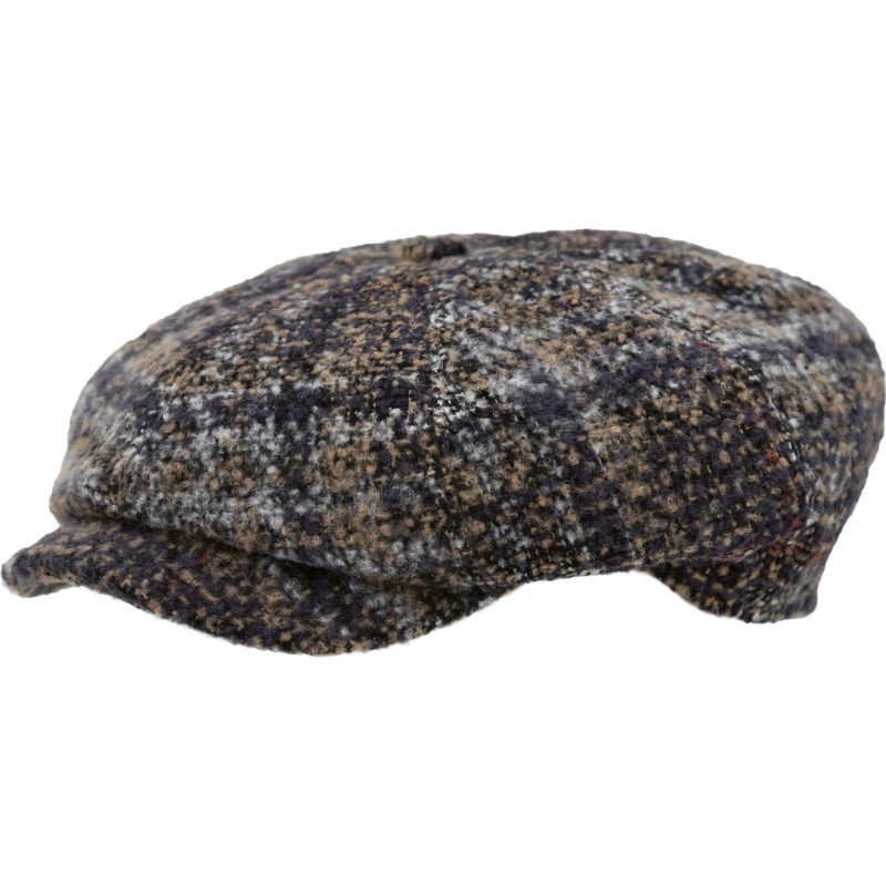 Casquette gavroche 8 côtes en tweed de laine chiné.