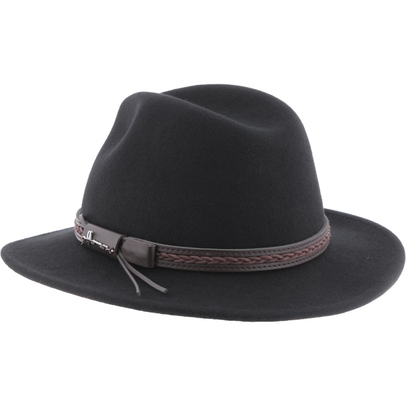 Chapeau adulte grand bord coupé cousu uni avec ceinture torsadée et ca Chapeau adulte grand bord coupé cousu uni avec ceinture torsadée et ca