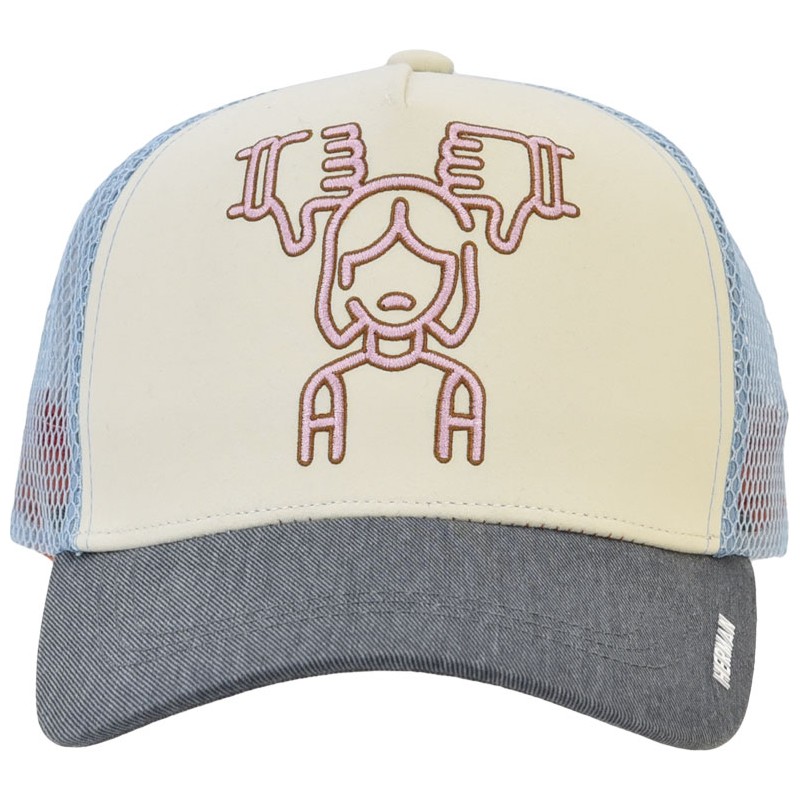 American tricolor trucker baseball cap with soft mesh, front panel wit