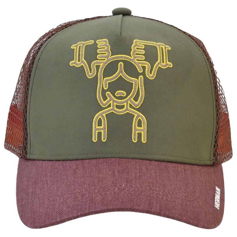 American tricolor trucker baseball cap with soft mesh, front panel wit