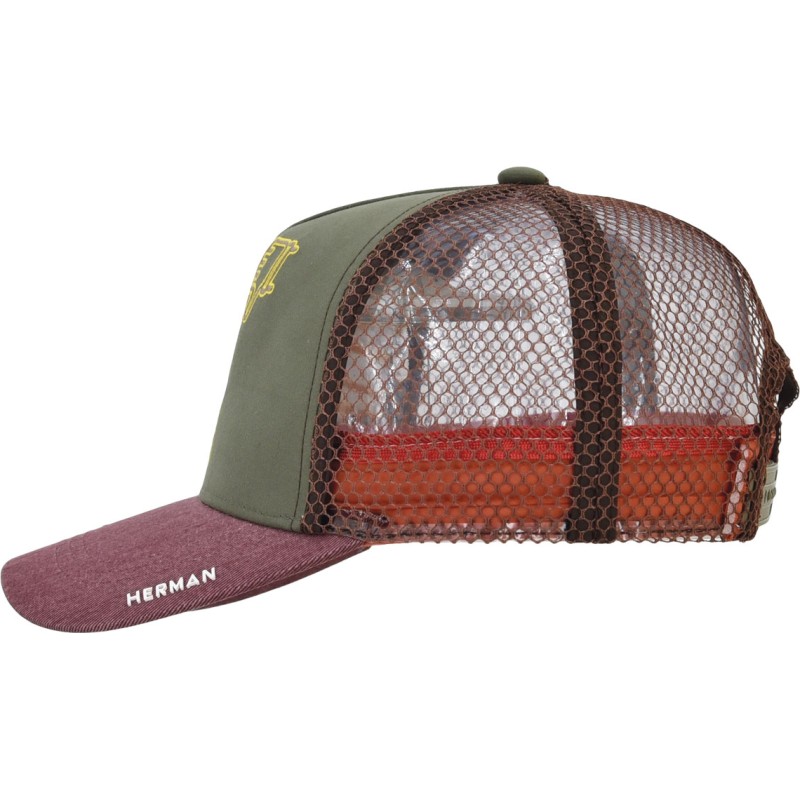 American tricolor trucker baseball cap with soft mesh, front panel wit