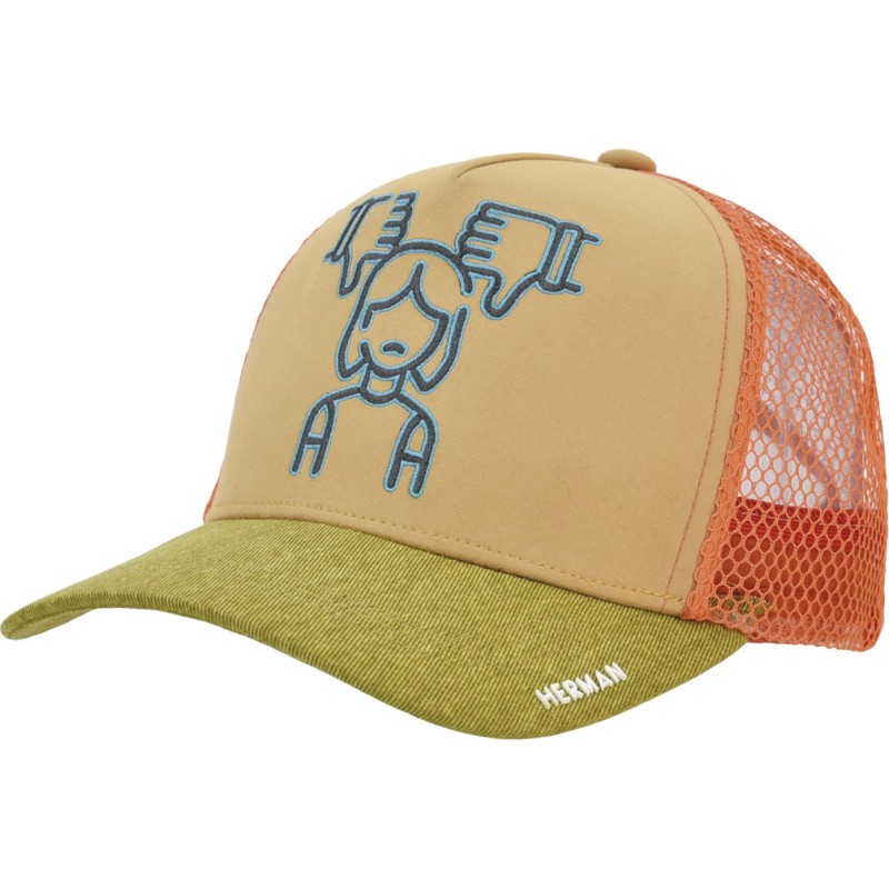 American tricolor trucker baseball cap with soft mesh, front panel wit