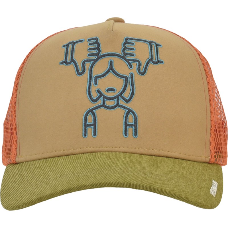 American tricolor trucker baseball cap with soft mesh, front panel wit