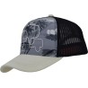 Multicolored baseball cap with soft mesh, plain visor, and tropical fr