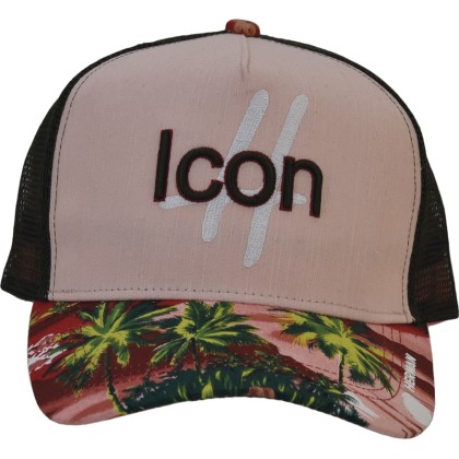 ICON baseball cap with mesh, visor with tropical print