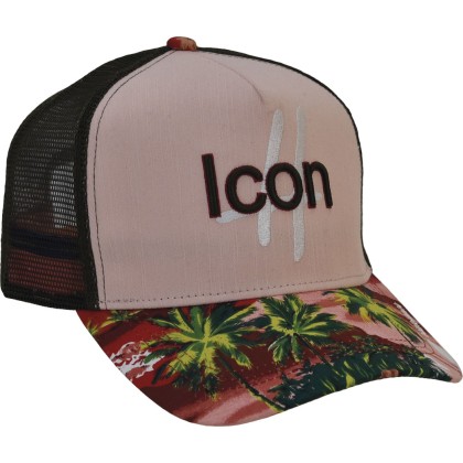 ICON baseball cap with mesh, visor with tropical print