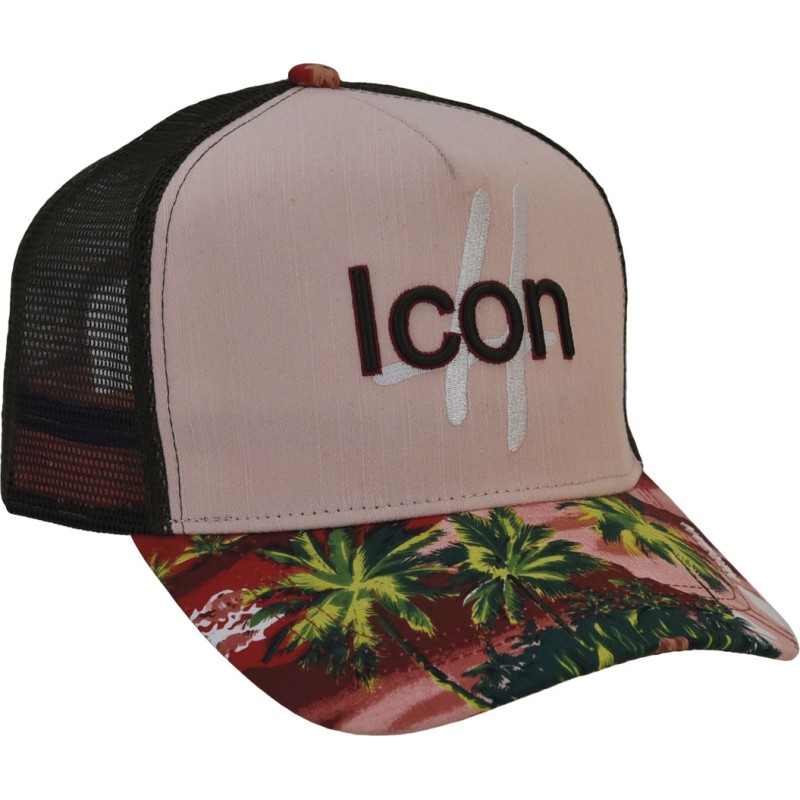 Casquette baseball ICON avec mesh, visière avec un imprimé tropical