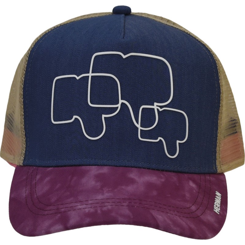 Casquette baseball multicolore avec mesh, visiére marbrée et panneau f
