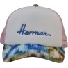 Baseball cap with rigid mesh, visor with abstract print, foam front pa