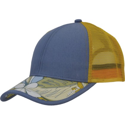 Baseball cap with mesh and a visor with a floral print