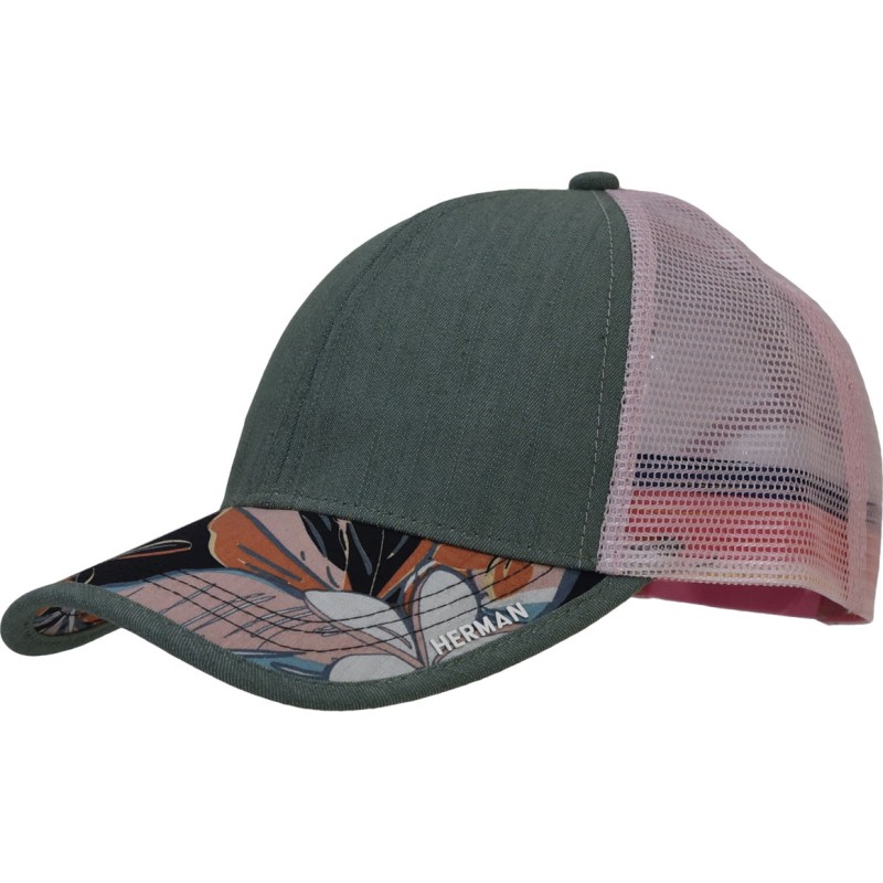 Casquette baseball avec mesh et une visière avec un imprimé floral