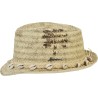 Small-brimmed hat made of mottled, worn paper straw