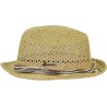 Small brimmed “Brooklyn” hat in plain and openwork paper straw with a