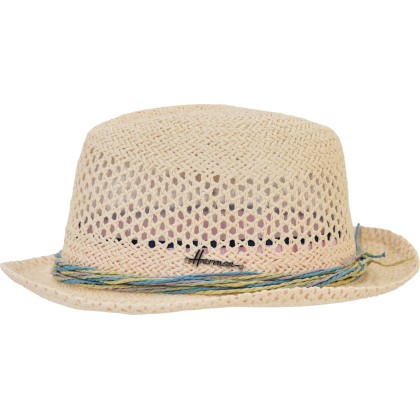 Chapeau petit bord "brooklyn" en paille papier unie et ajourée avec un